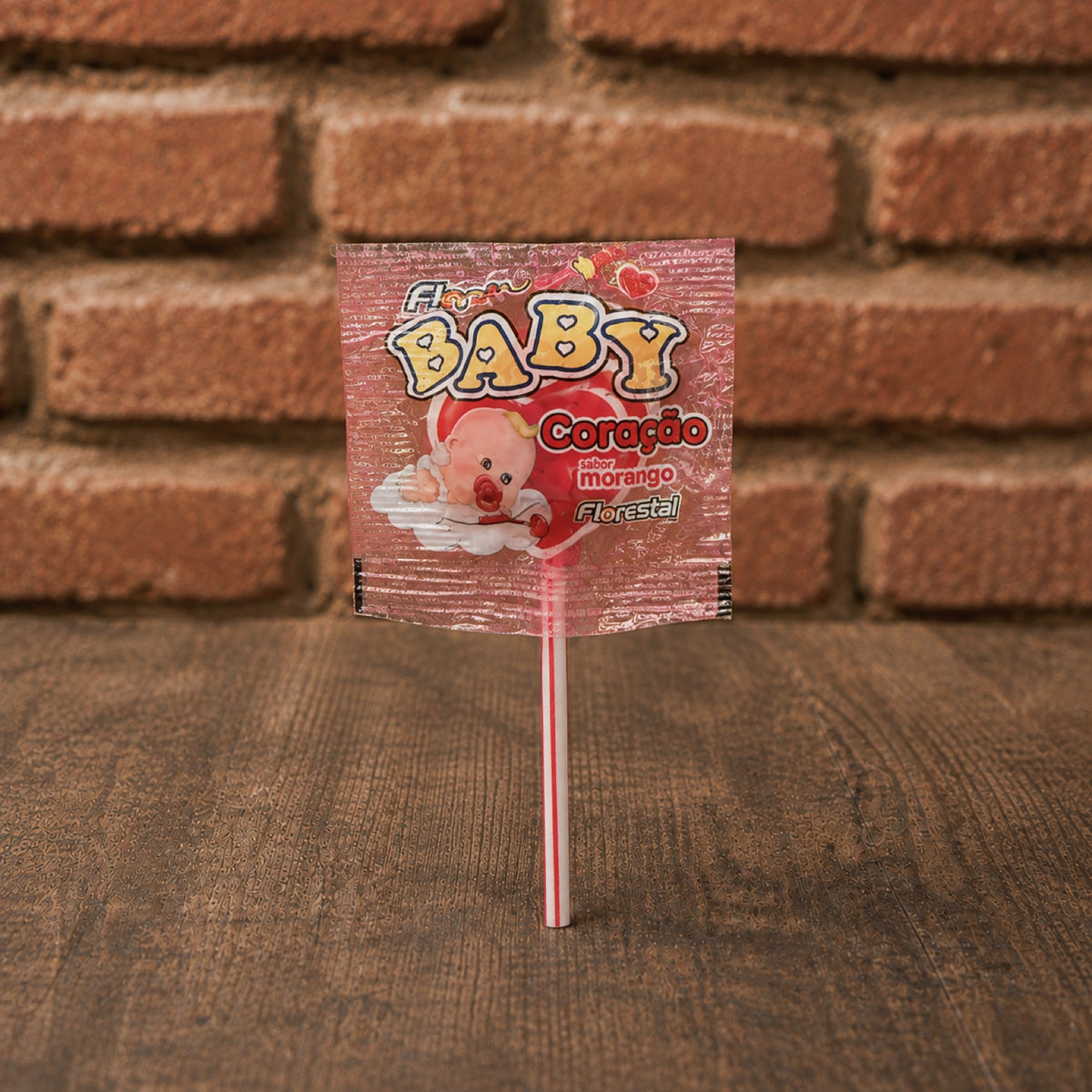 Florestal Pirulito Flopito Baby Coração Sabor Morango Unidade 4g