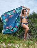 Sarong with a Touch of Silk, Bird of Paradise Collection in Blue