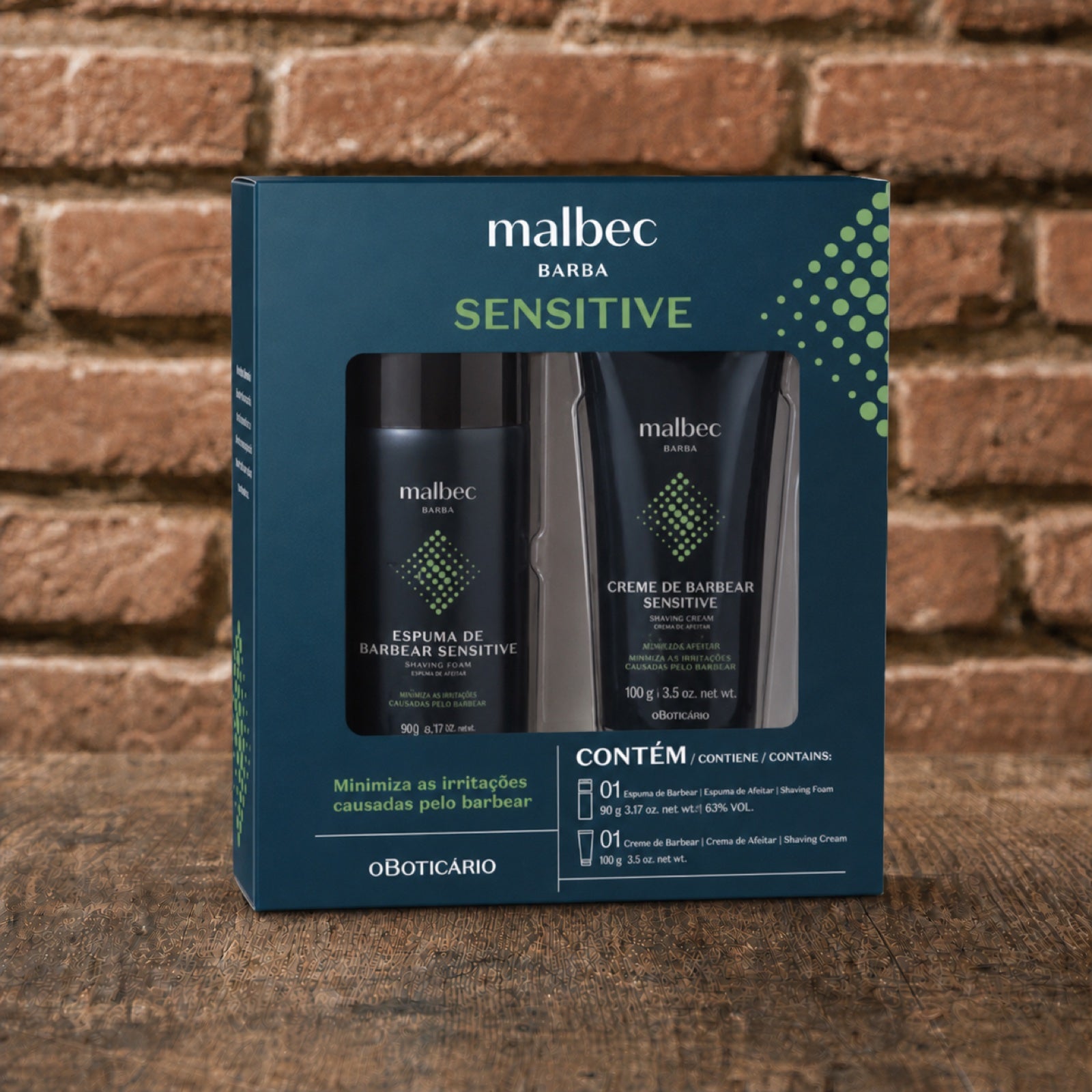 O Boticário Kit Malbec Barba Sensitive (1 espuma de barbear 190g + 1 pós barba 100g)