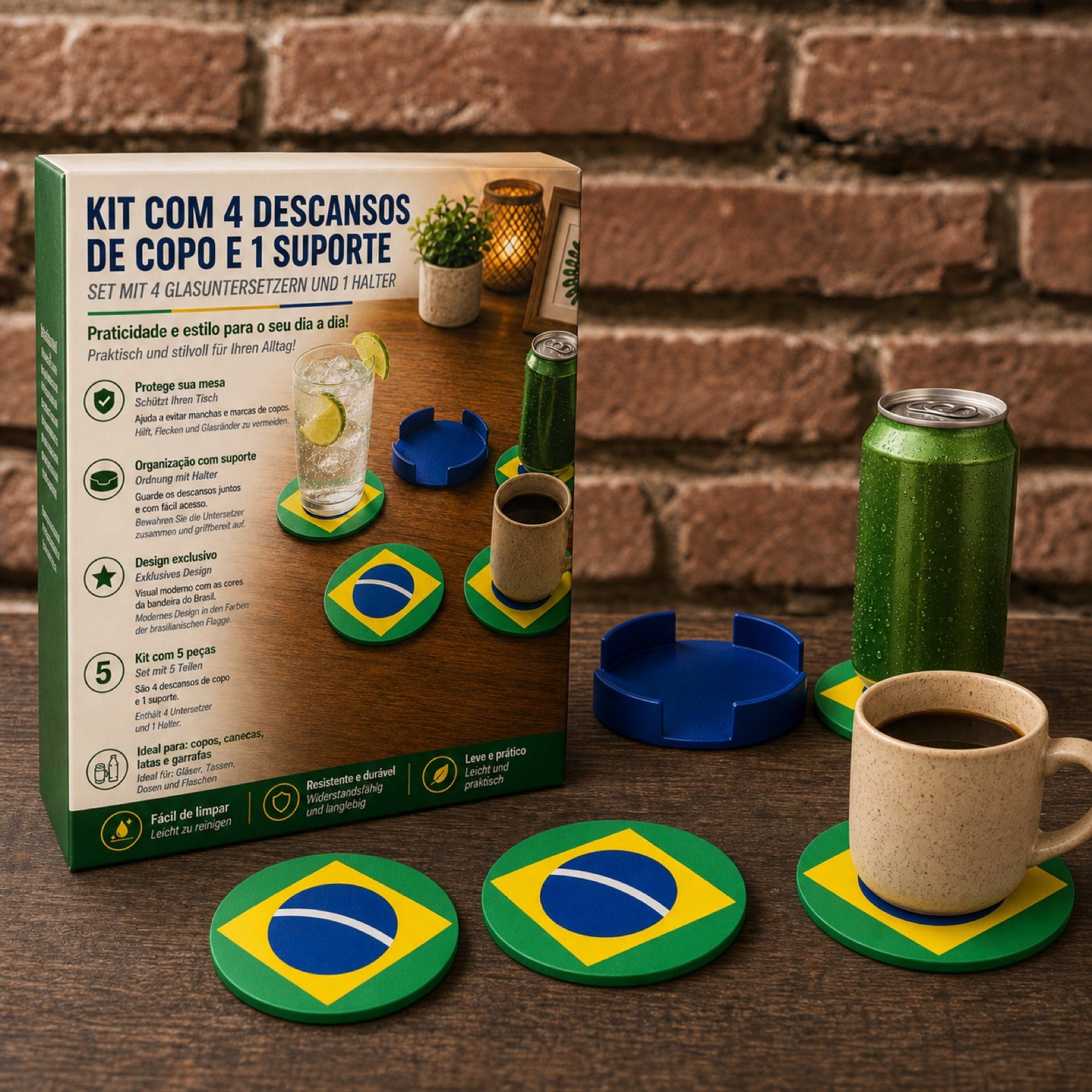 NORDIKA FORM Kit com 4 descansos de copo Do Brasil